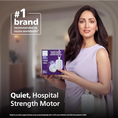 Image of Philips Avent Hands-Free /Wearable Electric Breast Pump | Quiet Hospital Grade Motor | Mimicks Baby's Drinking Rhythm | 8 stimulation & 16 expression levels | Ultra- light cup | Unique SkinSense Shields | SCF531