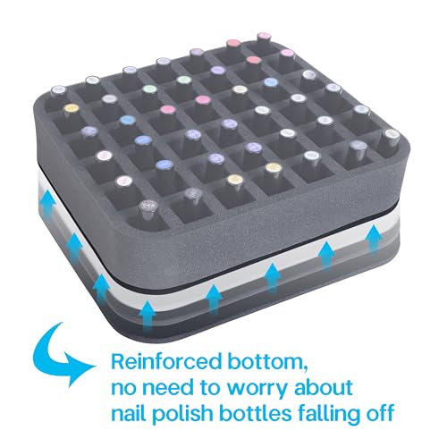 Image of Nail Polish Organizer Holder Foam Pad with Slots for Storage 42 Bottles (15ml /0.5fl.oz) Nail Polish or Essential Oil Tray for Drawers Black