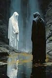 Echoes of the Threshold: An Aesthetic Grimdark Fantasy Lined Journal | Dark Cloaked Figures and Mystic Waterfall Composition Book, High Fantasy Gothic ... for College, Gaming, and Creative Writing