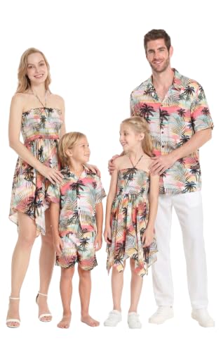 Image of Hawaii Hangover Family Matching Hawaiian Clothes, Neon Sunset Pink | Family Matching Hawaiian Clothes, Neon Sunset Pink, lightweight rayon, machine washable, tropical floral print, luaus