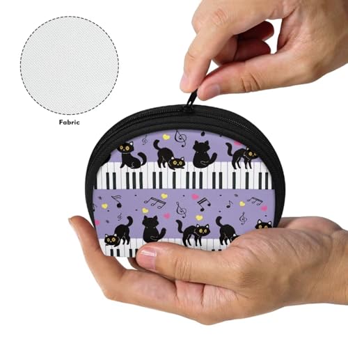 Cat Coin Purse for Women with Card Holder Pinao Music Little Zipper Bag4