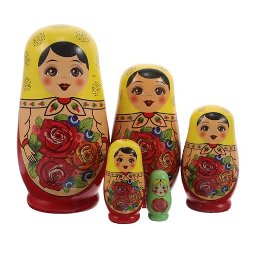 Uonlytech Poupées Russes gigognes en Bois : poupées Matriochka Traditionnelles à 5 Couches, Jouet à empiler pour décoration de fête de Noël