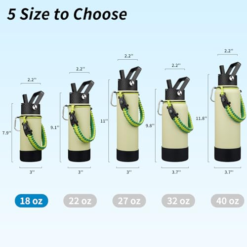 Image of BJPKPK 18oz Insulated Water Bottle with 3 Lids, Straw Lid & Handle