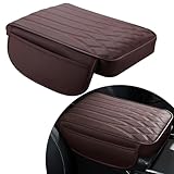 nodteem 1 PC Car Armrest Box Protective Pad, 12.59' x 8.66' x 1.96' Storage Pockets on Both Sides Memory Foam Leather Armrest Box Booster Pad, Modified Decorative Accessories, for Most Cars (Coffee)