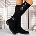Knee High Boots for Women With Belt Mid Calf Boot Retro Fashion Suede Side Zipper Fall Boots Elastic Casual Fashion Riding Booties (7.5)