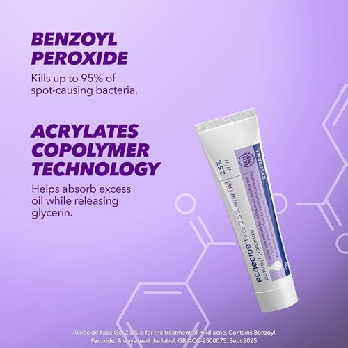 Acnecide Face Gel Spot Treatment Benzoyl Peroxide 2.5% 15g Blemish Gel for Acne Prone Skin - Image 3