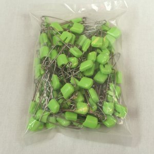 OsoCozy Cloth Diaper Nappy Pins 100 Packs - 100 Stainless Steel Safety Pins with Locking Plastic Heads. Durable, Safe and Cute 2.2 Inches Long (Light Green)