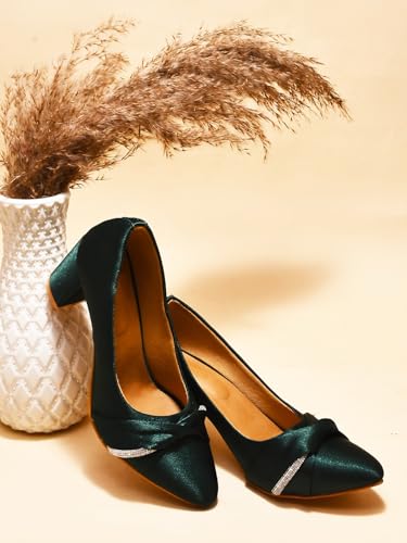 Image of TRYME Chunky Heel Bellies Women's Fashion Pointed Block Heel Pump Shoes for Party and Formal Occasions