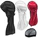 Hairizone 3 pièces durags soyeux pour hommes vagues avec 1 capuchon de vague (noir, blanc, vin rouge)