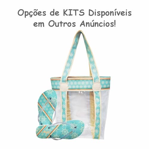 Kit Feminino Praia Transparente Iate Bolsa Chinelo Necessaire Magicc Bolsas KIT-217-37/38