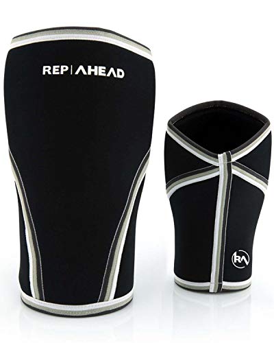 REP AHEAD®? Knee Sleeves (1 Paire, 7mm)  Bandages innovants pour Les Genoux  Genouillères pour Crossfit | Musculation | Running | Jogging | Sport (pour Homme & Femme)