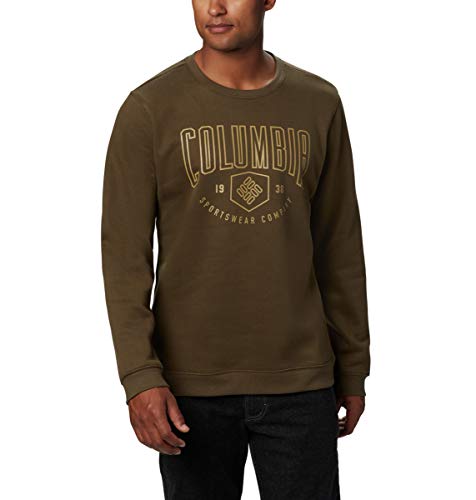 Columbia Men's Hart Mountain Graphic Crew, Olive Green Multi, CSC Block, 2X