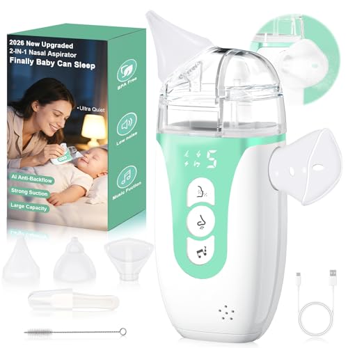 Image of Noxzen Nasal Aspirator for Baby,2-in-1 Smart Electric Nose Sucker, 2026 Upgraded with AI Anti-Backflow Protection,70Kpa Hospital-Grade Suction,15ml Large Capacity,5 Levels,Ultra-Quiet with Music-Green