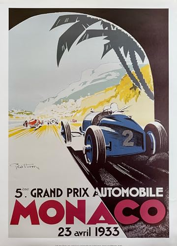 Affiche Monaco 1933 Geo Ham 50x70 cm poster vintage de course automobile grand format