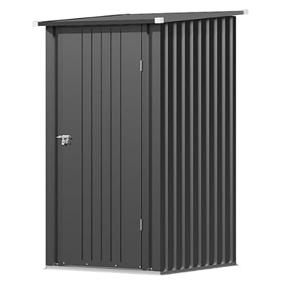 Devoko 3x3 FT Outdoor Storage Shed, Small Garden Tool Shed with Single Lockable Door, Metal Tool Storage Shed with Sloping Roof, Outside Shed for Backyard Patio Lawn, Black