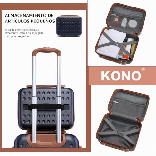 Miniatura 6 de Kono Maleta De Cabina Pequeña Maleta De Mano Ligera Portátil 31x22x18cm, Azul Marino