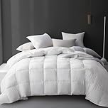 Hotel Grand Luxury White Goose Feather Down Fiber Comforter King Size, 100% Cotton All Season Duvet Insert King, Fluffy Medium Warmth Bedding Comforter with 8 Corner Loops, White 106 x 90 Inch