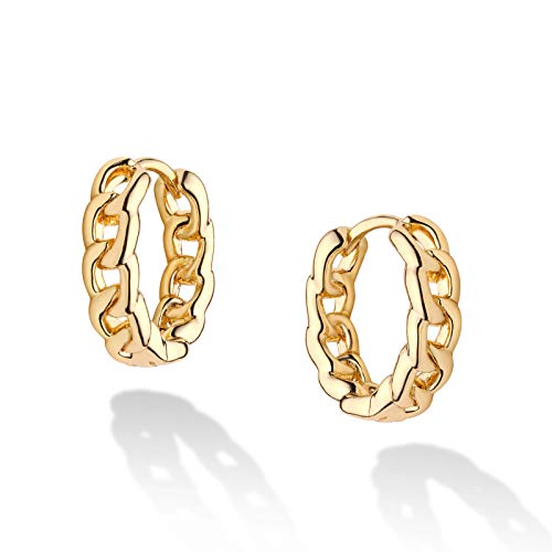 Women Gold Hoop Earrings 14K Plated Gold Hypoallergenic Designer Ear Rings Fashion Jewelry Hollow Out Chain link Hoop Earrings