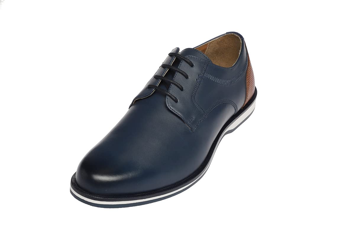 Bioflex Moderne Leder Herren Business-Sneaker schwarz/blau/Cognac | Männer Ledersneaker aus hochwertigem Echtleder im Running Shoe-Look | optimale Dämpfung, besonders leicht |Größen 40-46
