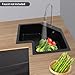 JIAOYINZI 26.7-Inch Black Undermount Corner Kitchen Sink,Irregular Quartz Single Bowl with Sink Strainer and Drainpipe for Kitchen Restaurants, Bars