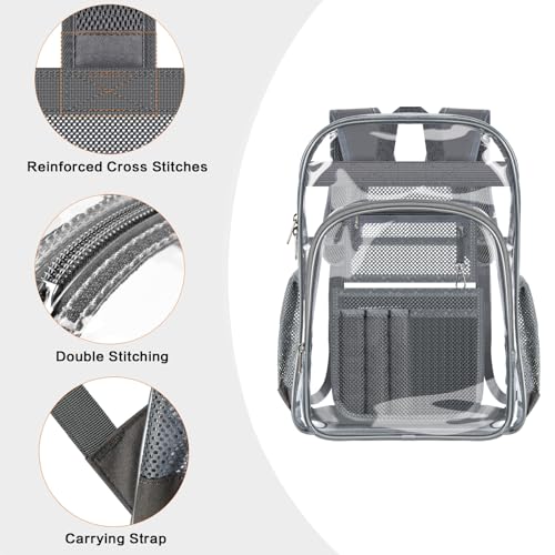 Image of PAMANO Clear Backpack Transparent Heavy Duty School PVC Bookbag See Through Bag Boys and Girls for College Work Travel Security