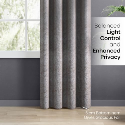 Image of haus & kinder Metallic Blackout Jacquard Door Curtain 7 Feet Long Pack of 1 | 100% Room Darkening Luxe Metallic Stone 130 x 213 cm