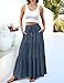 HAEOF Women's Summer Boho Maxi Skirt A-Line Flowy Ruffle Tiered Long Beach Skirts Fashion Vacation Outfits(Grey Blue, M)