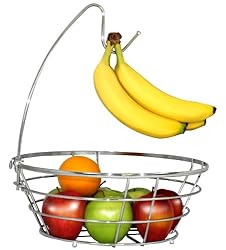 DecoBros Wire Fruit Tree Bowl with Banana Hanger, Chrome Fiantioxidant-fruits.comsh