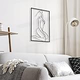 Shinowa Decoración de Pared de Metal, Escultura de Arte de Pared Minimalista de Perfil de Cuerpo para Hogar Sala de Estar Dormitorio Comedor Oficina Hotel, Adorno de Pared Salon Regalo Ideal, Negro