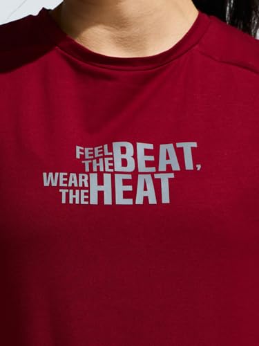 Image of Women's Soft Feel Round Neck Basic Moisture Wicking T-Shirt with Reflective Print | Super Stretchable T-Shirt for Girls | Women Light Weight Tshirt | Yoga Tshirt for Women