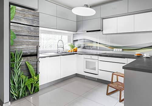 Pegatines de refrigerador autoadhesivas 70x190 cm cubierta decoración de cocina hierbas en madera 3