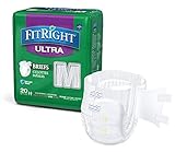 Medline - FITULTRAMD FitRight Ultra Adult Diapers, Disposable Incontinence Briefs with Tabs, Heavy Absorbency, Medium, 32'-42', 4 packs of 20 (80 total)