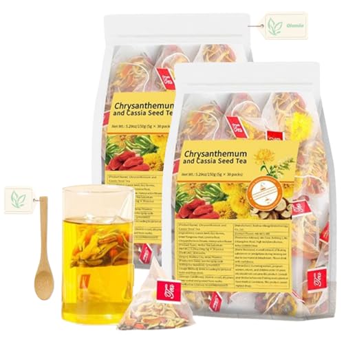 Qiamia Complete set ginsengthee, 2 stuks ginseng Five Treasures Tea, nierthee, natuurlijke detox voor mannen en vrouwen (30-60 zakjes) (Chrysanthemum)