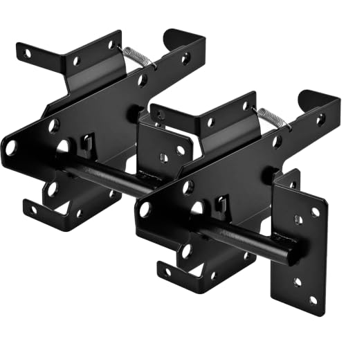 Image of Self-Locking Gate Latch Heavy Duty Post Mount Automatic Gravity Lever Wood /PVC Fence Gate Lock with Fasteners Hardware,for Secure Pool |Yard | Garden, Steel,Black, 2pcs