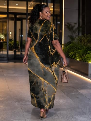 Image of SUZONANA Plus Size Dresses for Curvy Women African Print American Dress Summer Outfits Casual Loose with Pocket