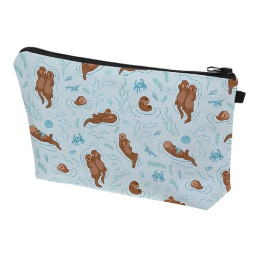 Ipetboom Bolsa de Maquillaje de Viaje Estampado Digital de Nutria Neceser Portátil Resistente al Agua Organizador Compacto para Cosméticos y Artículos Personales Adecuado para Viajes