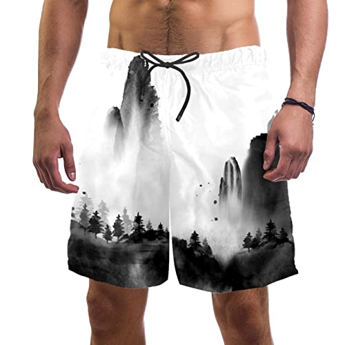 Short de bain hommes imprimé forêt JDEZ pour la plage