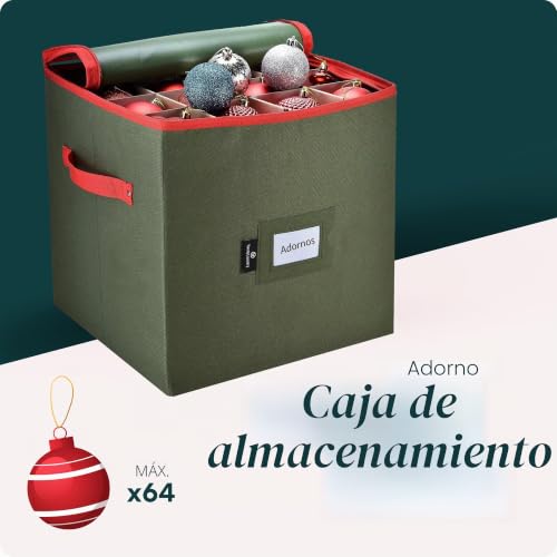 Miniatura 2 de Almacenamiento De Adornos De Navidad: Almacena Hasta 64 Adornos Navideños, Separadores Ajustables, Parte Superior Con Cremallera, Dos Asas. Atractiva Caja De Almacenamiento Que Mantiene Las