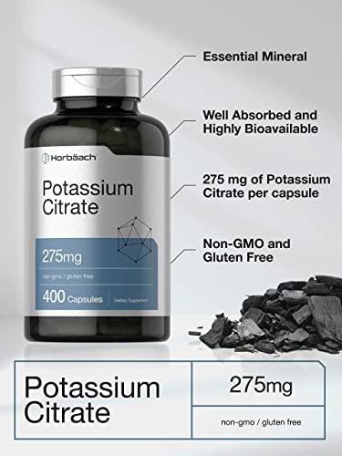 Potassium Citrate Supplement 275 Mg | 400 Capsules | Non-Gmo, Gluten Free | By Horbaach #TOP2