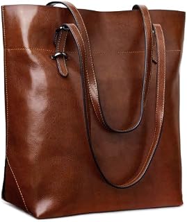 S-ZONE Vintage Genuine Leather Tote Shoulder Bag Handbag Big Large Capacity