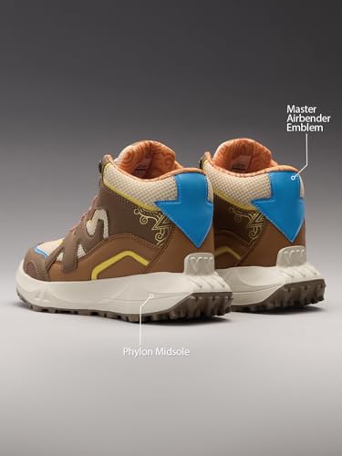 Image of The Souled Store Avatar: Elements Men and Boys High Top Sneakers Brown and Beige and Off White Streetwear Trainer PU and Mesh Phylon Midsole Durable Outsole Lace Up Lightweight