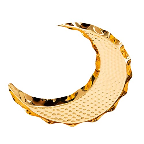 Smaler Moon Tray Décorations du Ramadan - Plateau à Bijoux Porte-Vaisselle en Pierre Rustique Pièce maîtresse Bol à Bijoux - Présentoir à Bijoux pour Cristaux et Pierres de Guérison, L Cover