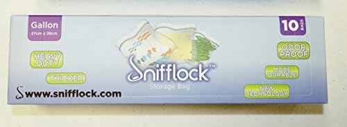Gallon Sized ~ Slider Storage Bags By Snifflock — Gallon Sized, All-purpose Freezer Bags — Odor Proof Double Seal — Durable, Leak Proof and Heavy Duty — One Zip Close — 10 Count