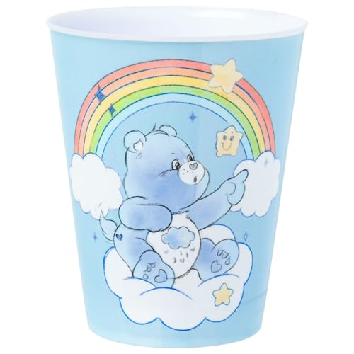 Image of Silver Buffalo Care Bears Rainbow 4 Piece Plastic Mini Cup Set Featuring Cheer, Grumpy, Tenderheart, and Funshine Bear, 1.5 Ounces