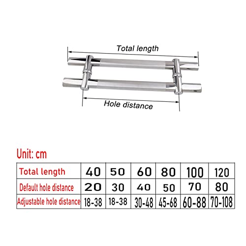 Poignée de porte de salle de bain ajustable en inox 100cm - 4