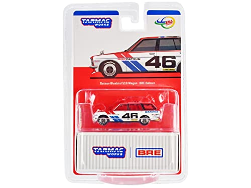 Modelo a escala 1:64 Datsun Bluebird 510 Wagon blanco y rojo