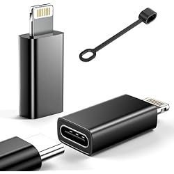 MFi Certified USB C to Lightning Adapter 2-Pack, 27W Fast Charging & Data Sync, Lightning to USB Type C Cable Adapter Compatible with iPhone 14/13/12/Pro/Max, iPad, AirPods, with Anti-Loss Lanyard