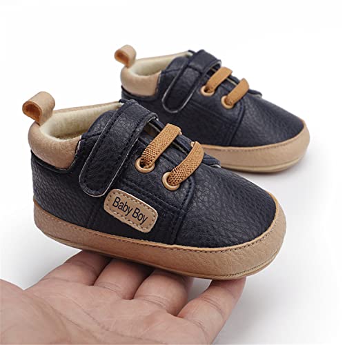 Image of HsdsBebe Baby Boys Girls Pu Leather Hard Bottom Walking Sneakers Toddler Rubber Sole First Walkers Infant Cartoon Slippers Crib Shoes