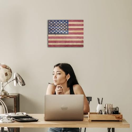 Image of Berlun American Flag Wall Decor - Vintage Patriotic Canvas Wall Art for Home, Office, or Outdoor - USA Flag Wall Hanging for Independence Day, 4th of July, Memorial Day -AL-11