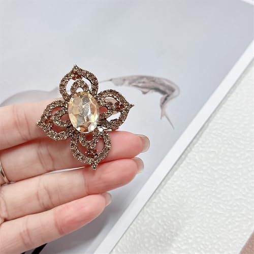 Image of Antique Crystal Brooch Pin for Women Men Vintage Rhinestone Art Deco Flower Clover Boho Victorian Brooches Lapel Pins Elegant Dress Accessories Wedding Birthday Jewelry